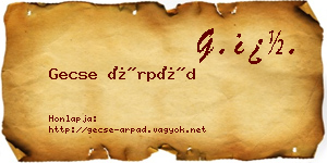 Gecse Árpád névjegykártya
